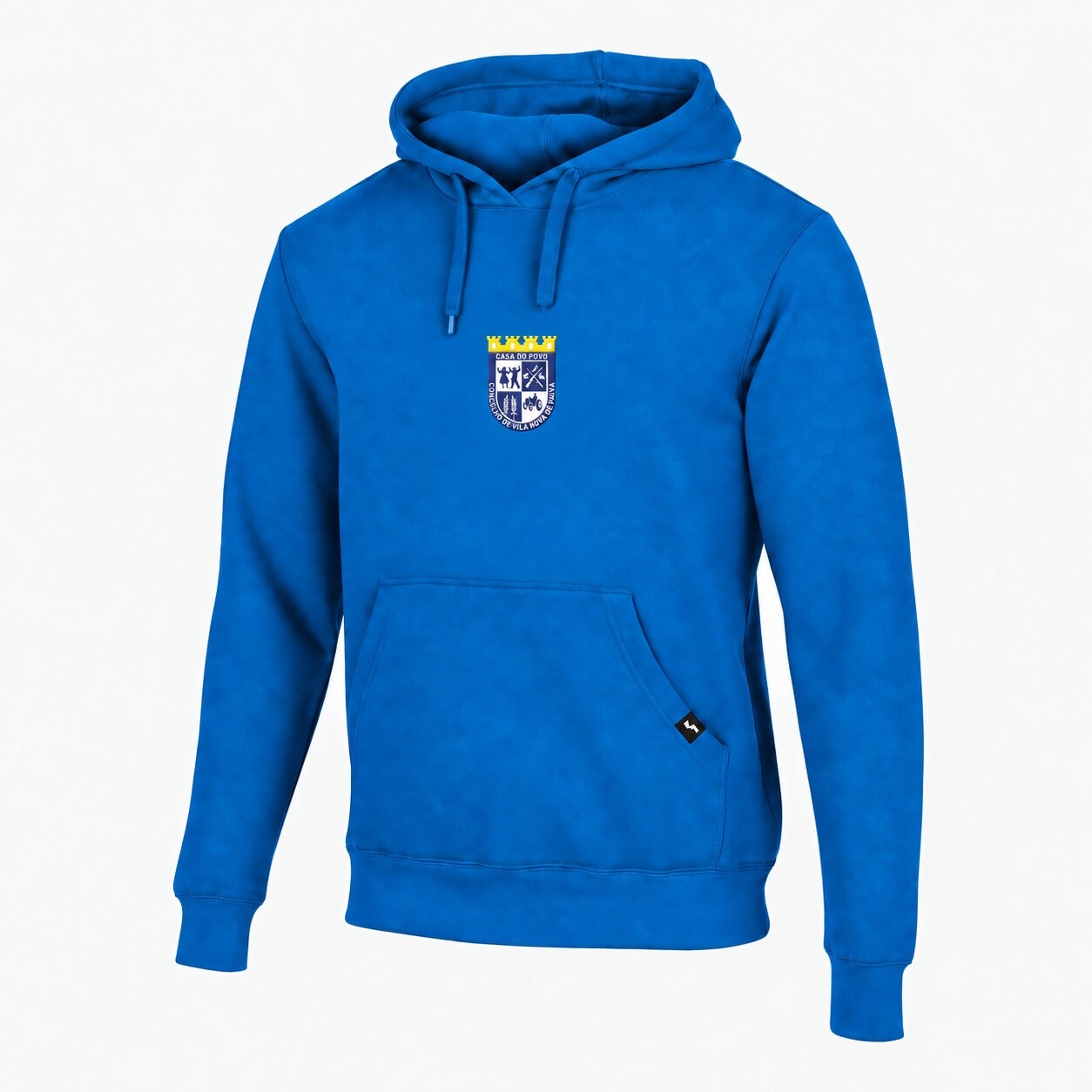 Sweatshirt azul com capuz e escudo da Casa do Povo